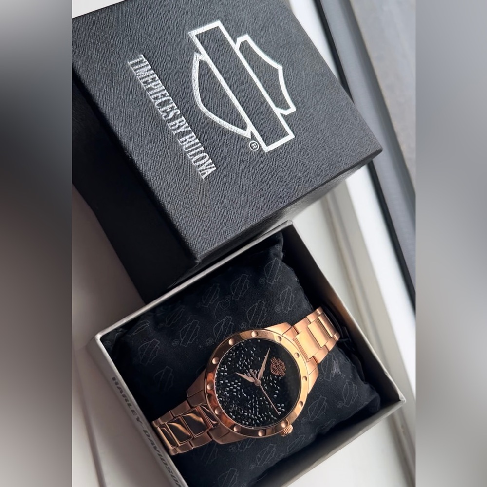 Women’s Bulova Harley-Davidson Rose Gold Swarovski Watch (BNWT)